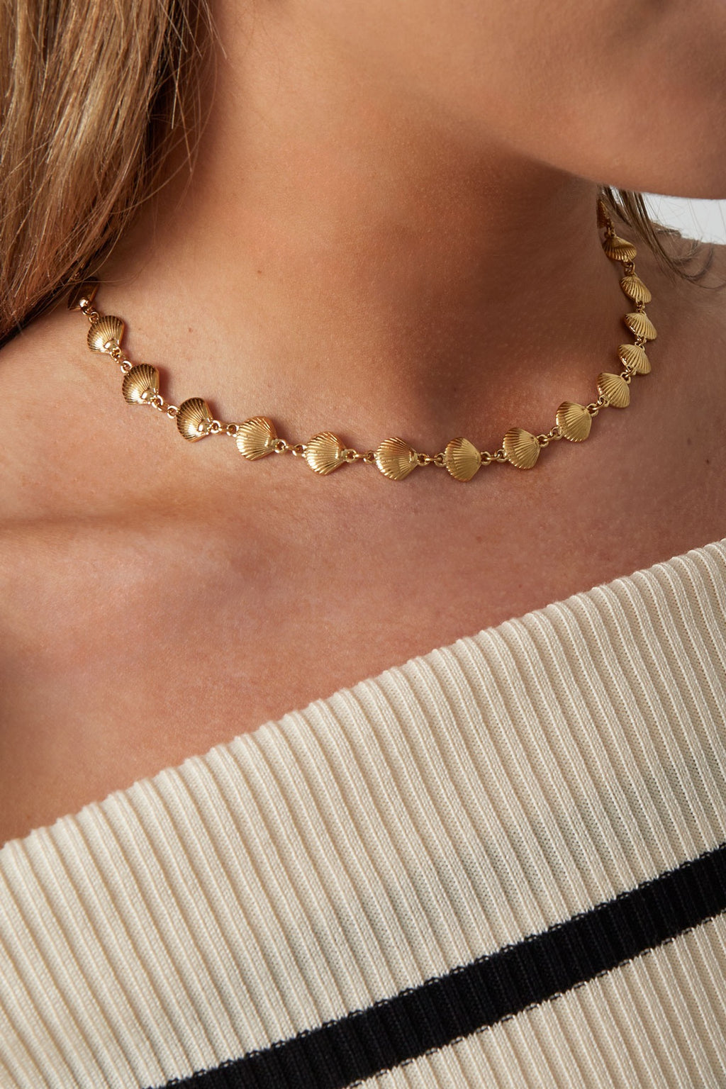 Ketting met schelpjes goud