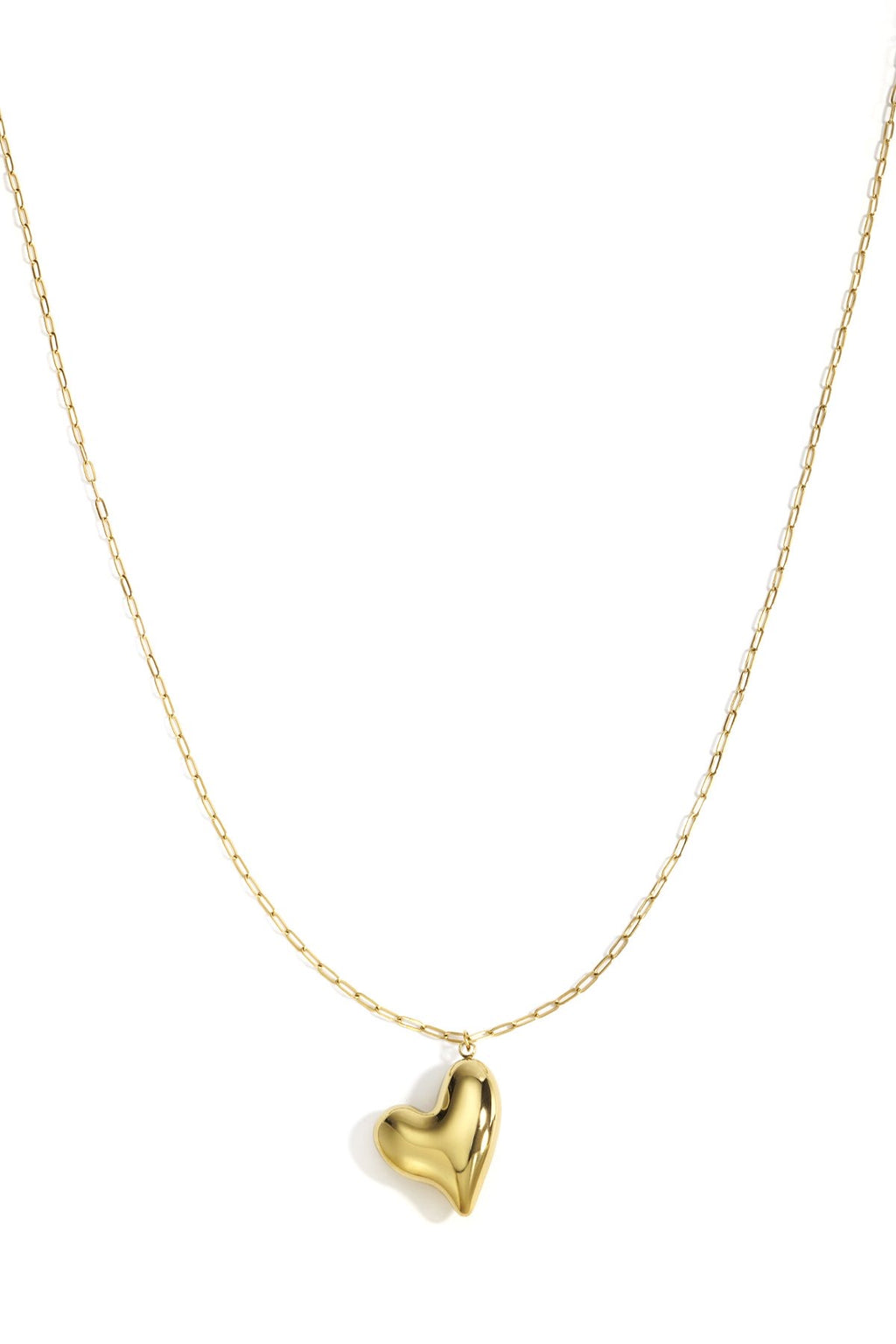 Lange ketting met hart hanger in het goud