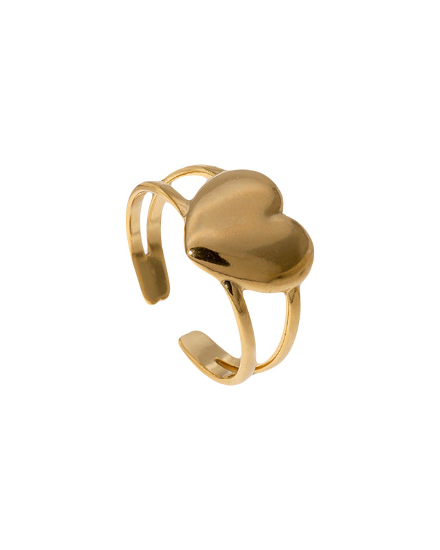 Gouden verstelbare ring met hart