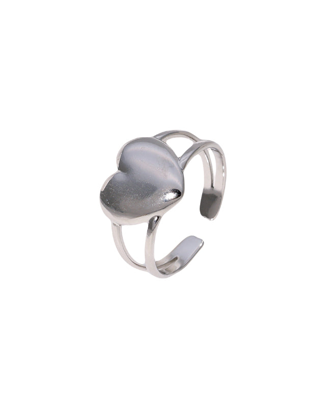 Verstelbare ring met hart in het zilver