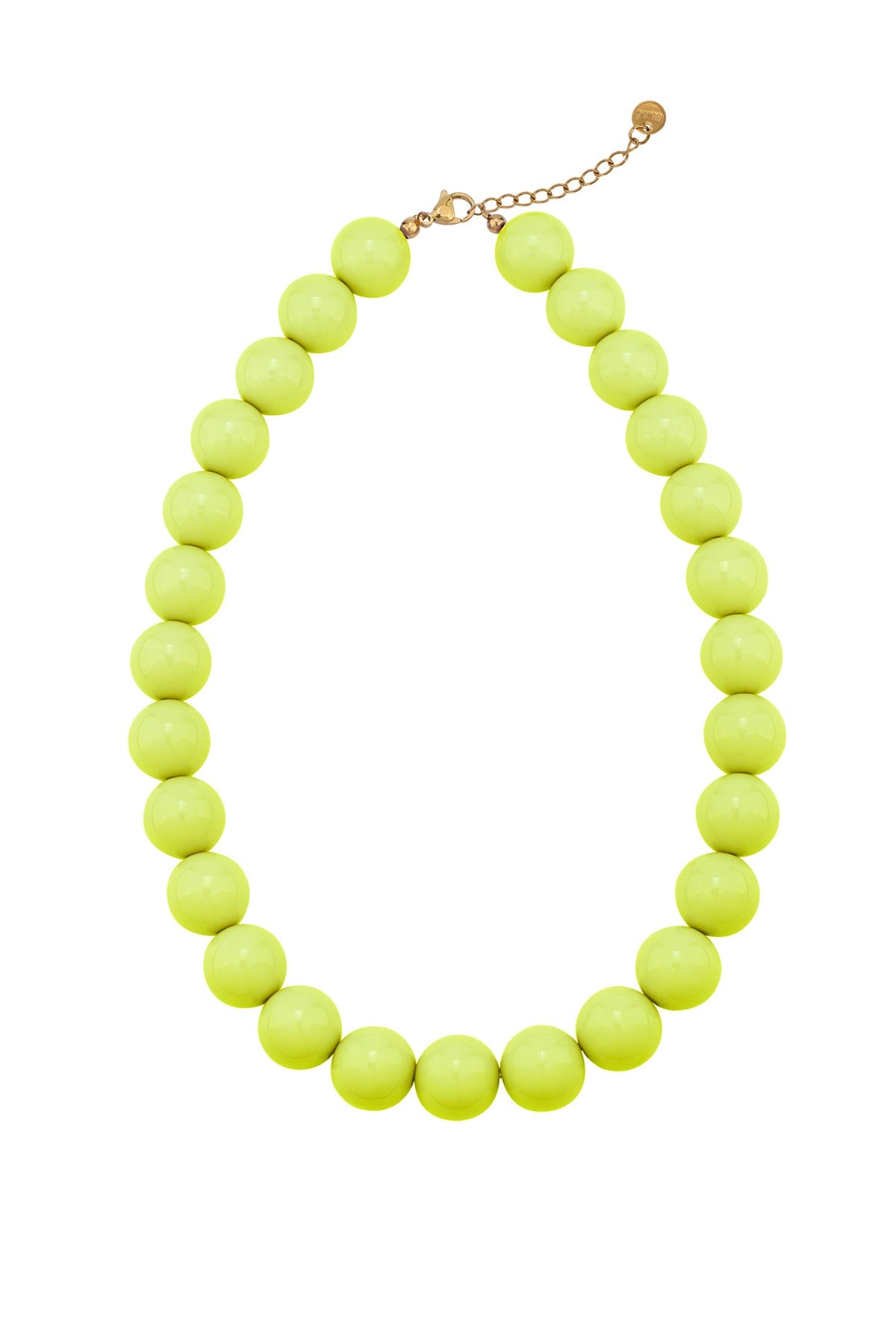 Kralenketting met grote kralen in olijf lime groen kleur