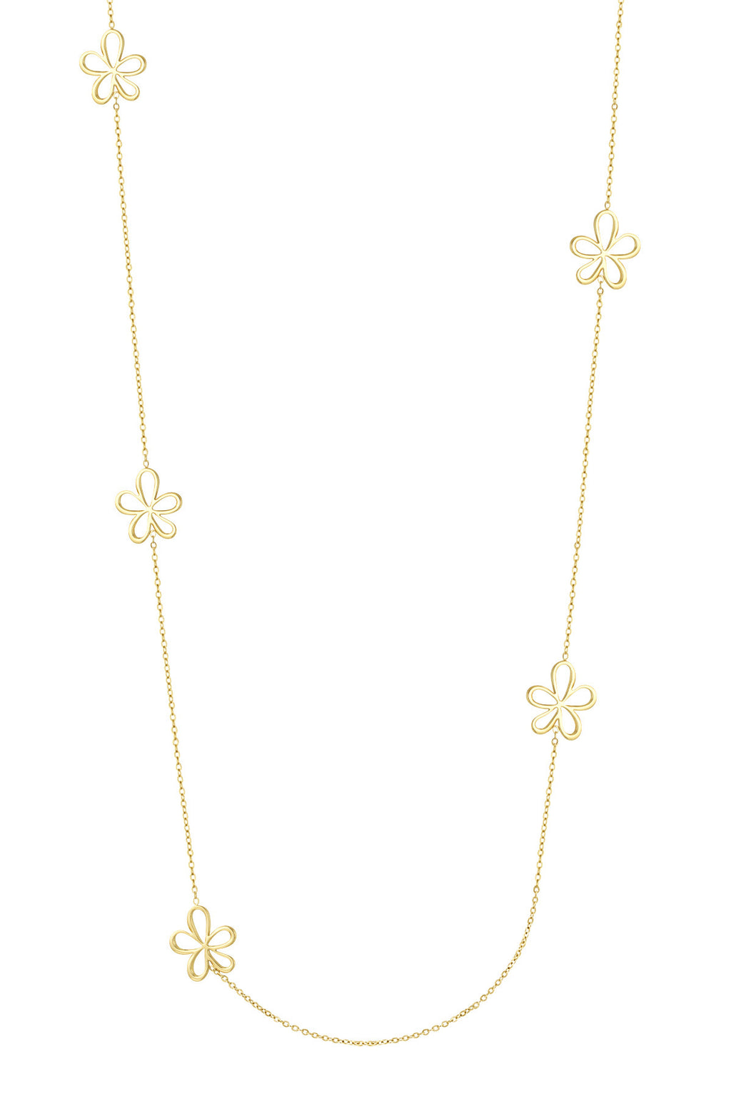 Lange ketting met bloemen in het goud
