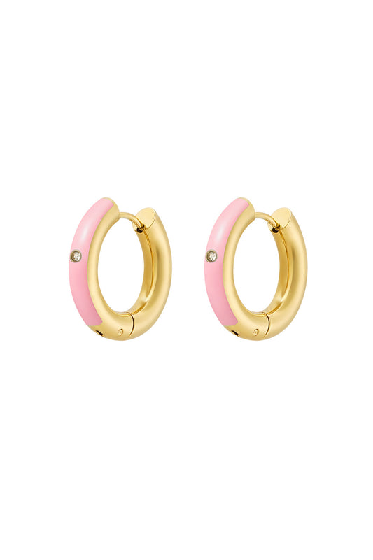 Ooringen goud en roze kleur stainless steel