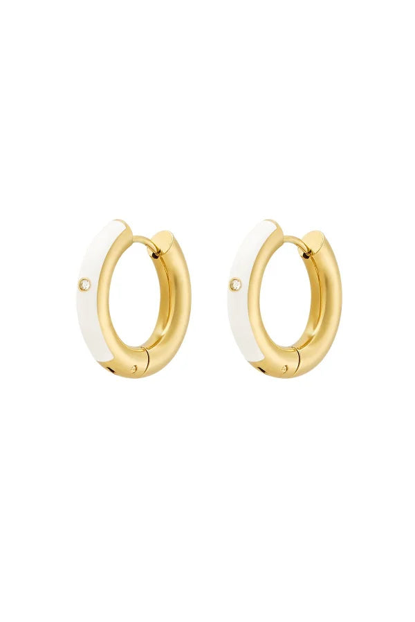 Oorringen goud met wit stainless steel