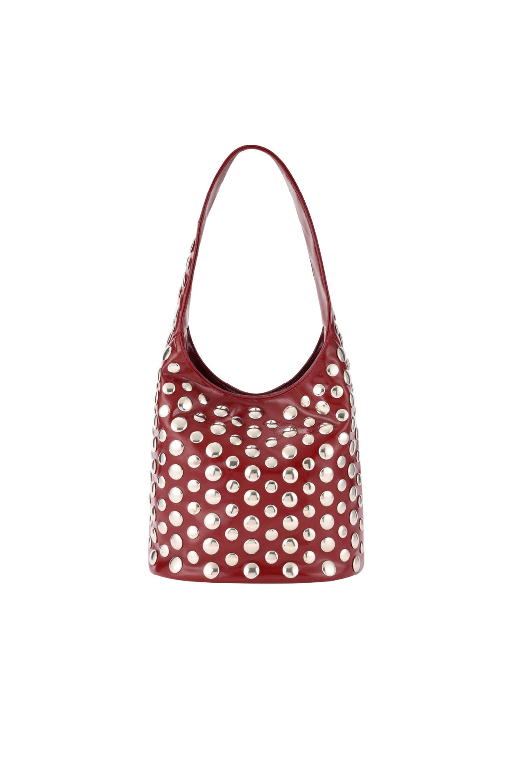 Tas met zilveren studs in bordeaux