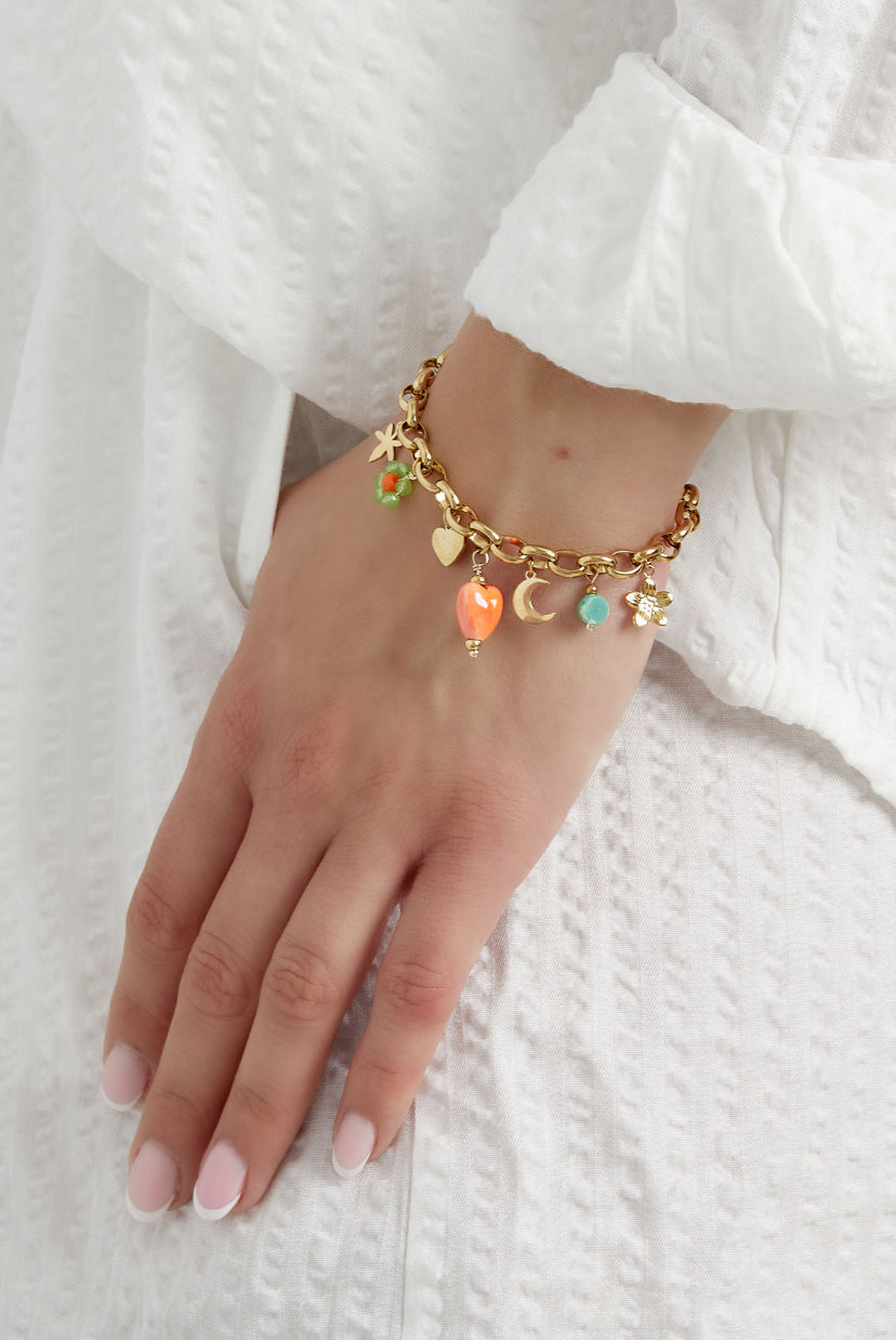 Statement bedelarmband goudkleurig