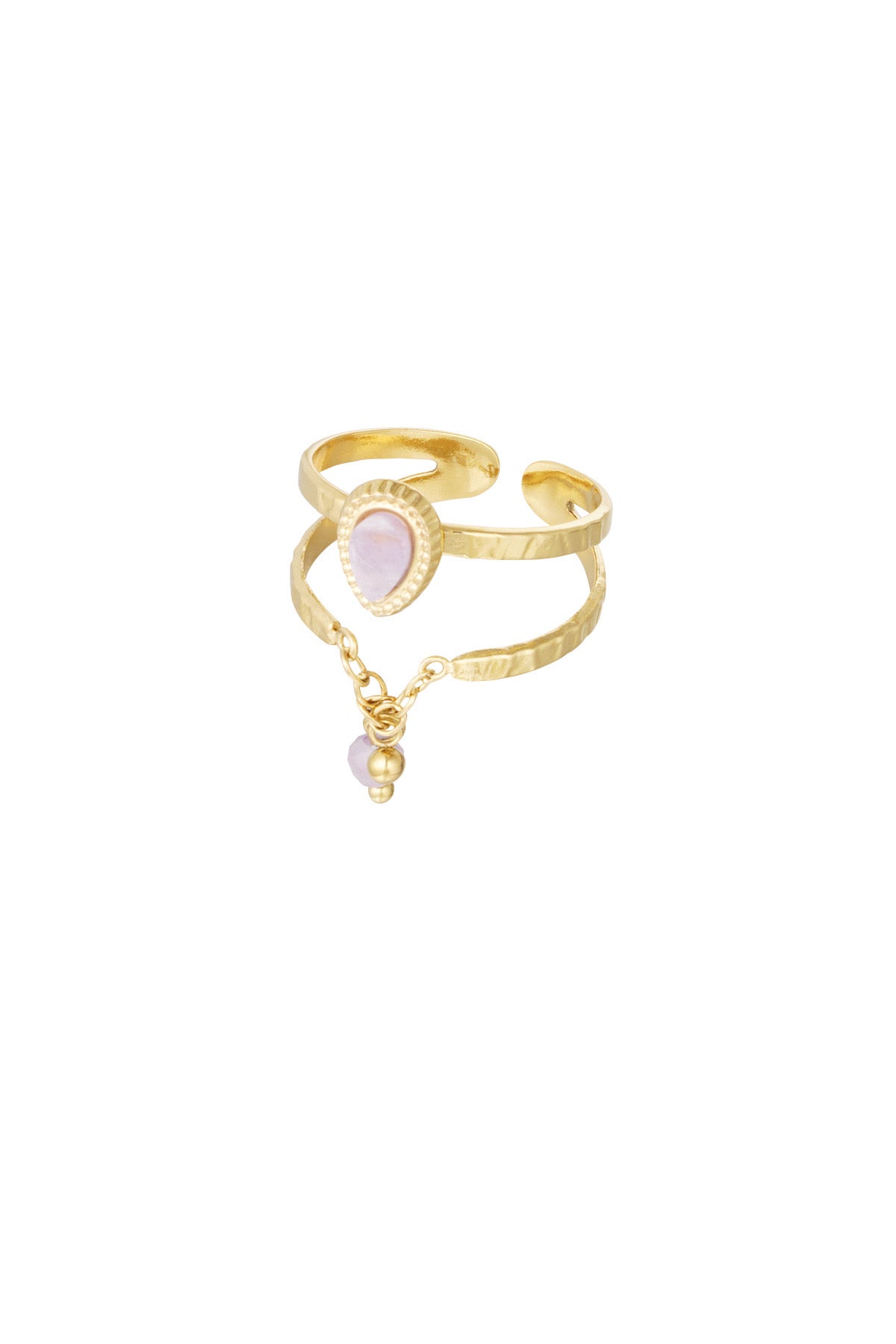 Verstelbare statement ring goud met roze details