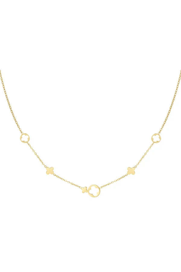 Ketting goud met klaver bedels subtiel