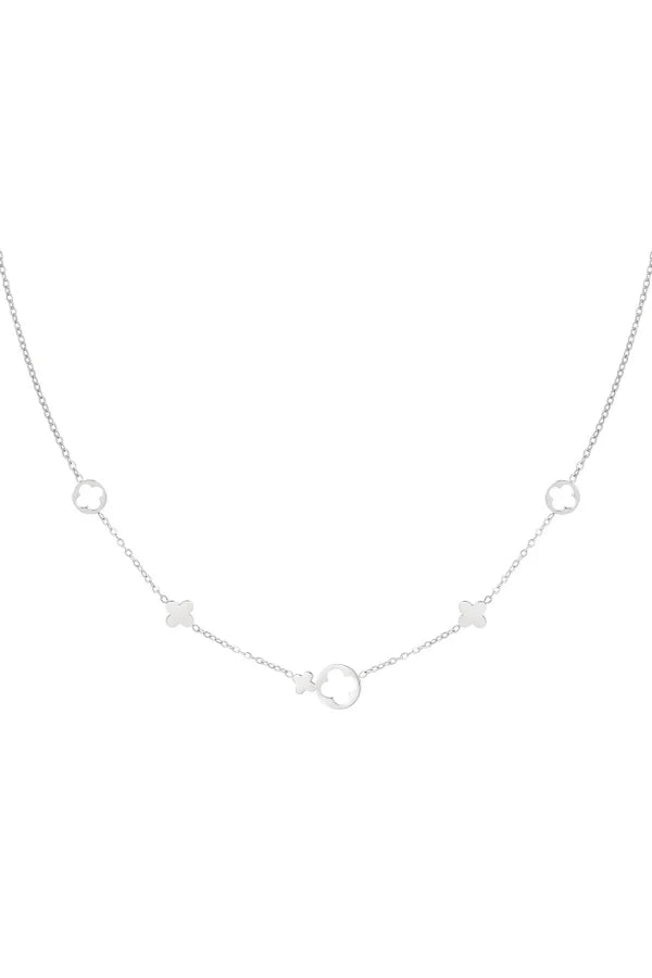 Ketting zilver met klaver bedels subtiel