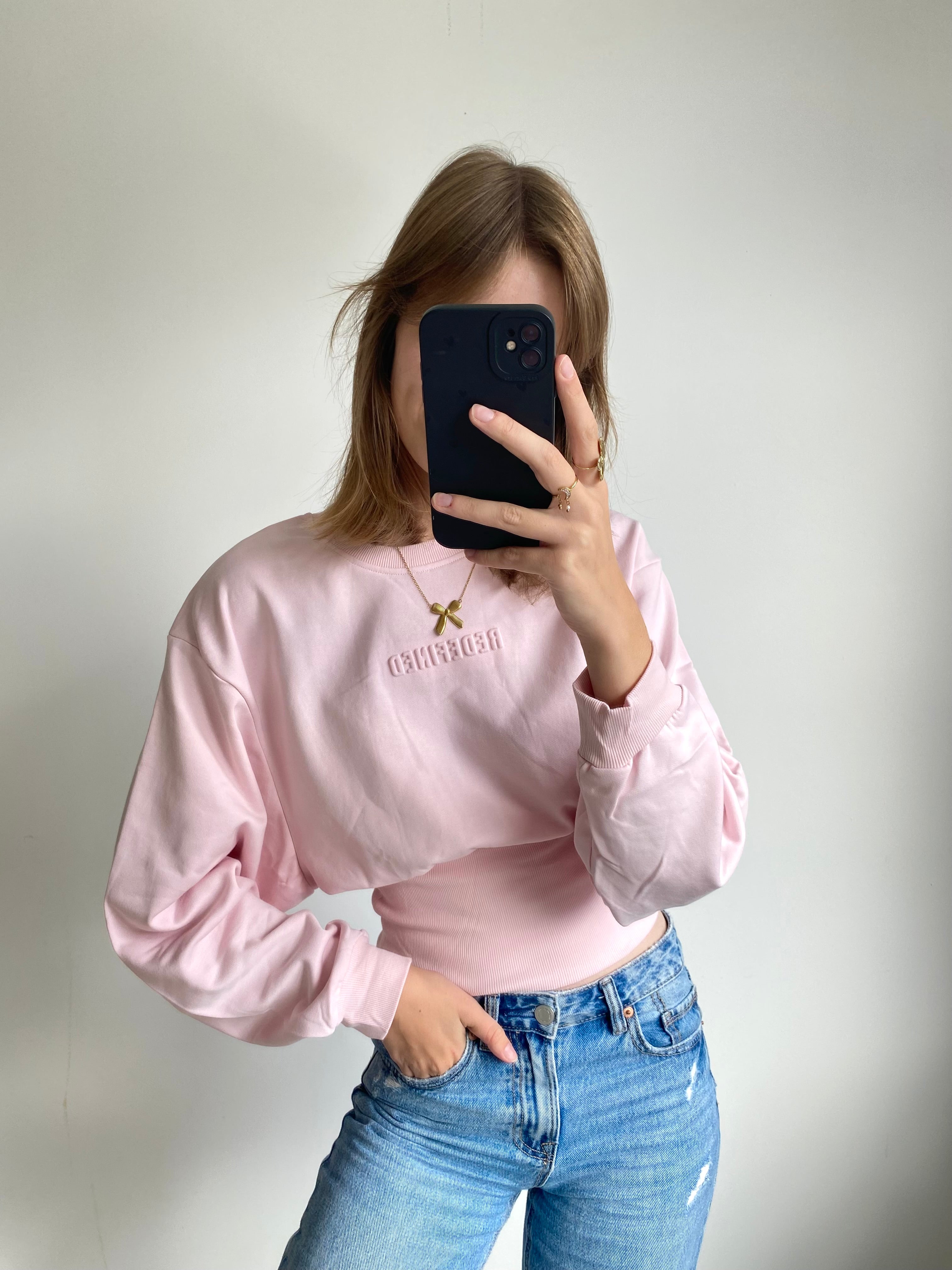 Redefined sweater snatched met strakke taille in roze kleur