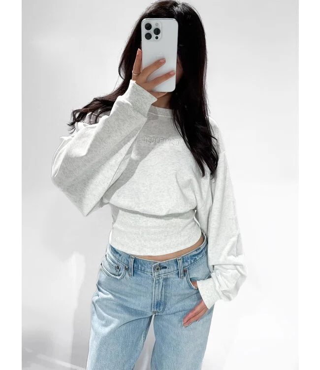 Redefined cropped sweater met strakke taille in grijze kleur