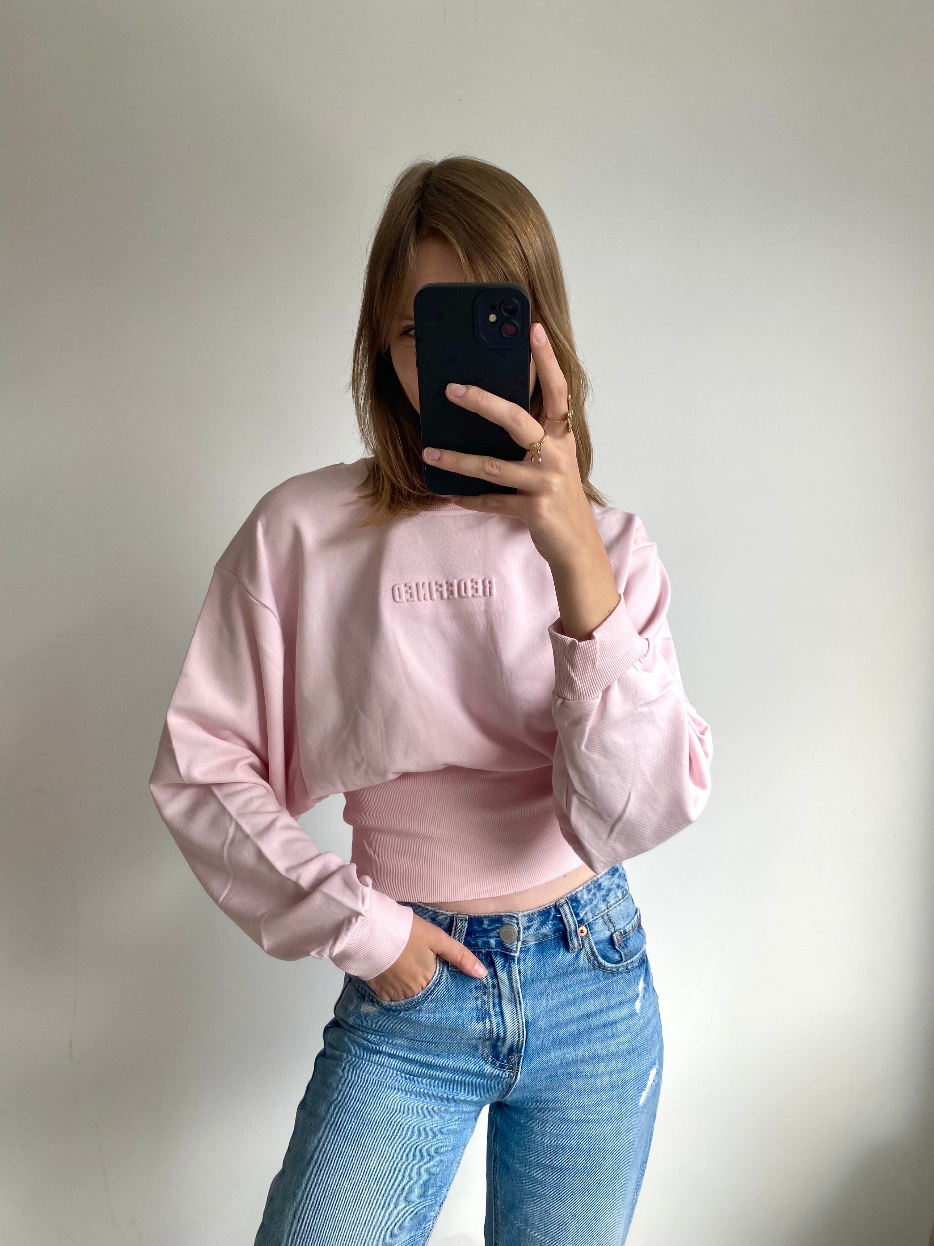 Redefined sweater snatched met strakke taille in roze kleur