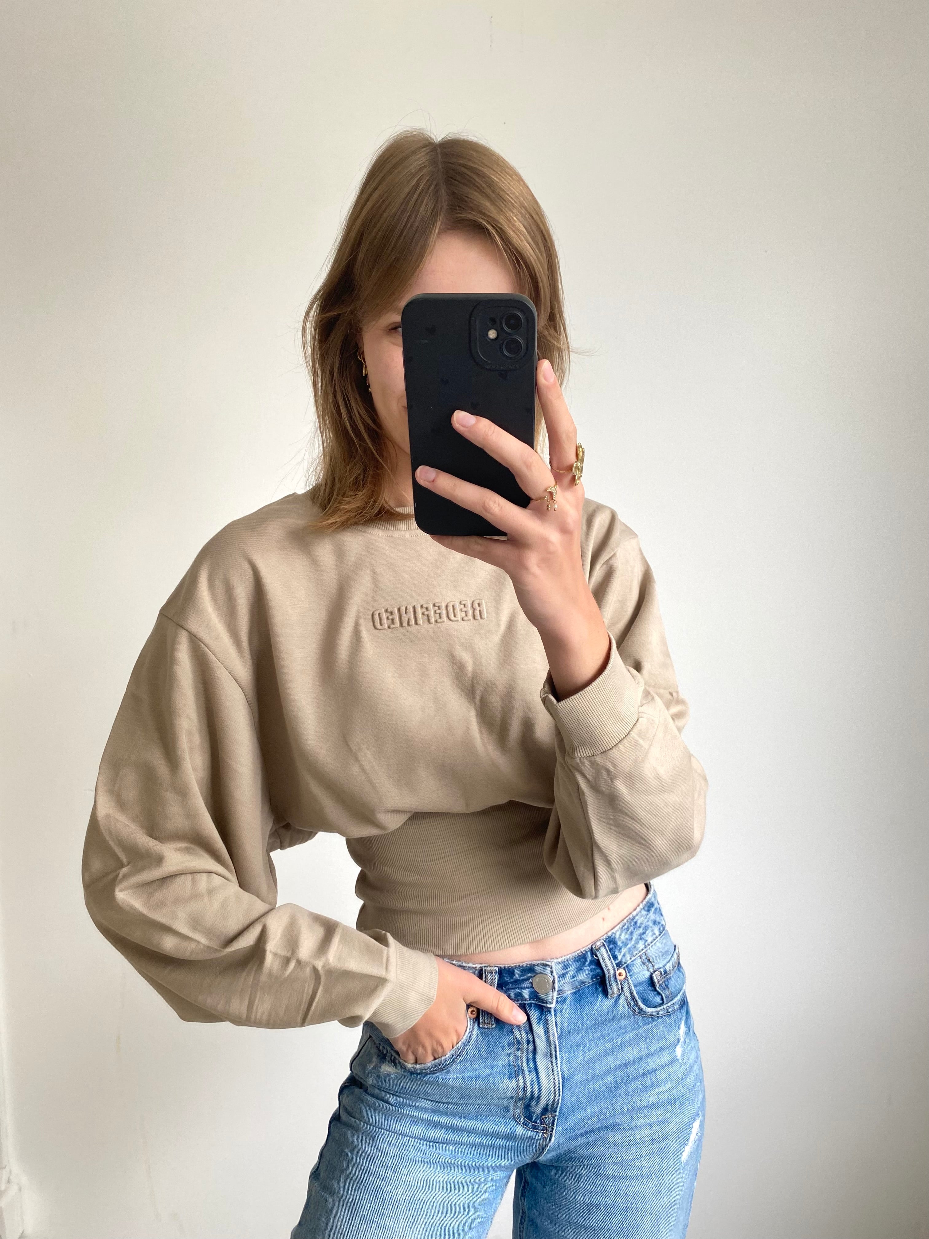 Redefined snatched sweater met strakke taille in taupe kleur