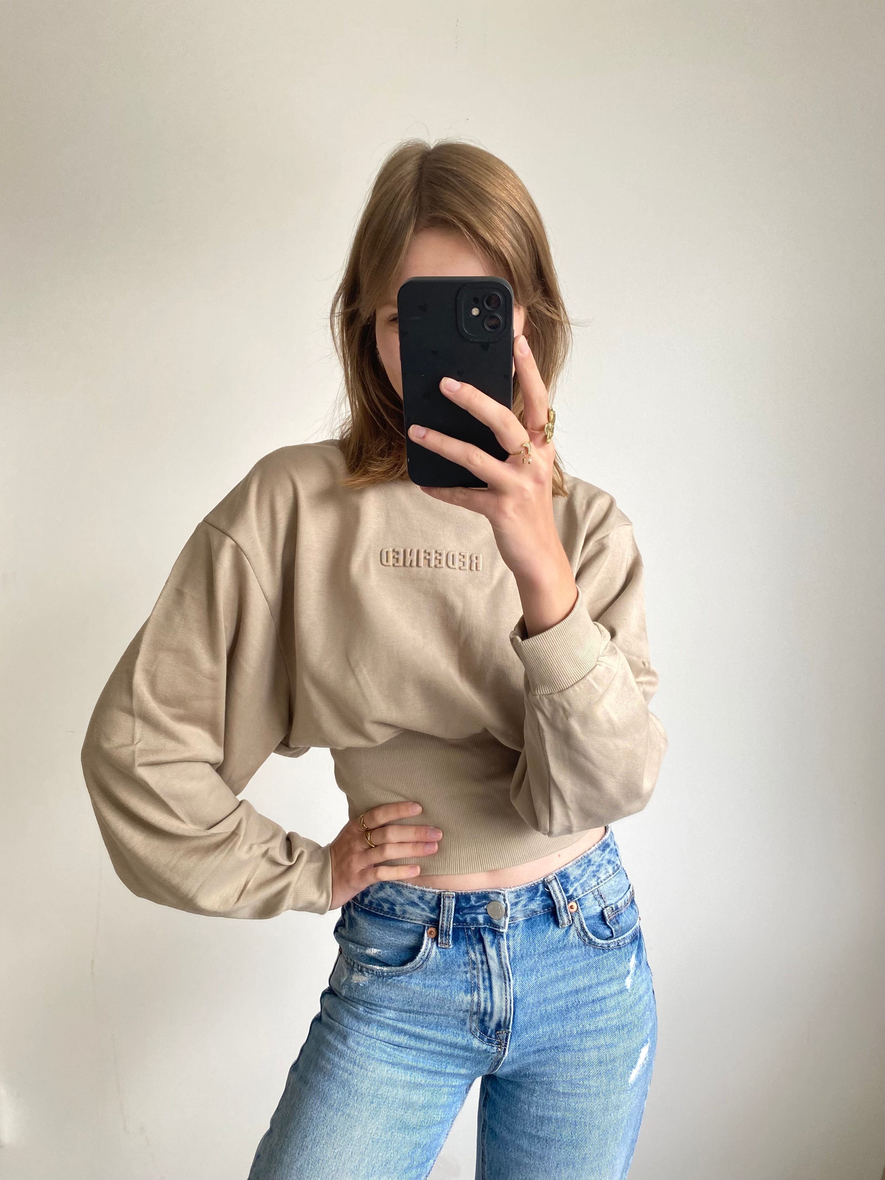 Redefined snatched sweater met strakke taille in taupe kleur