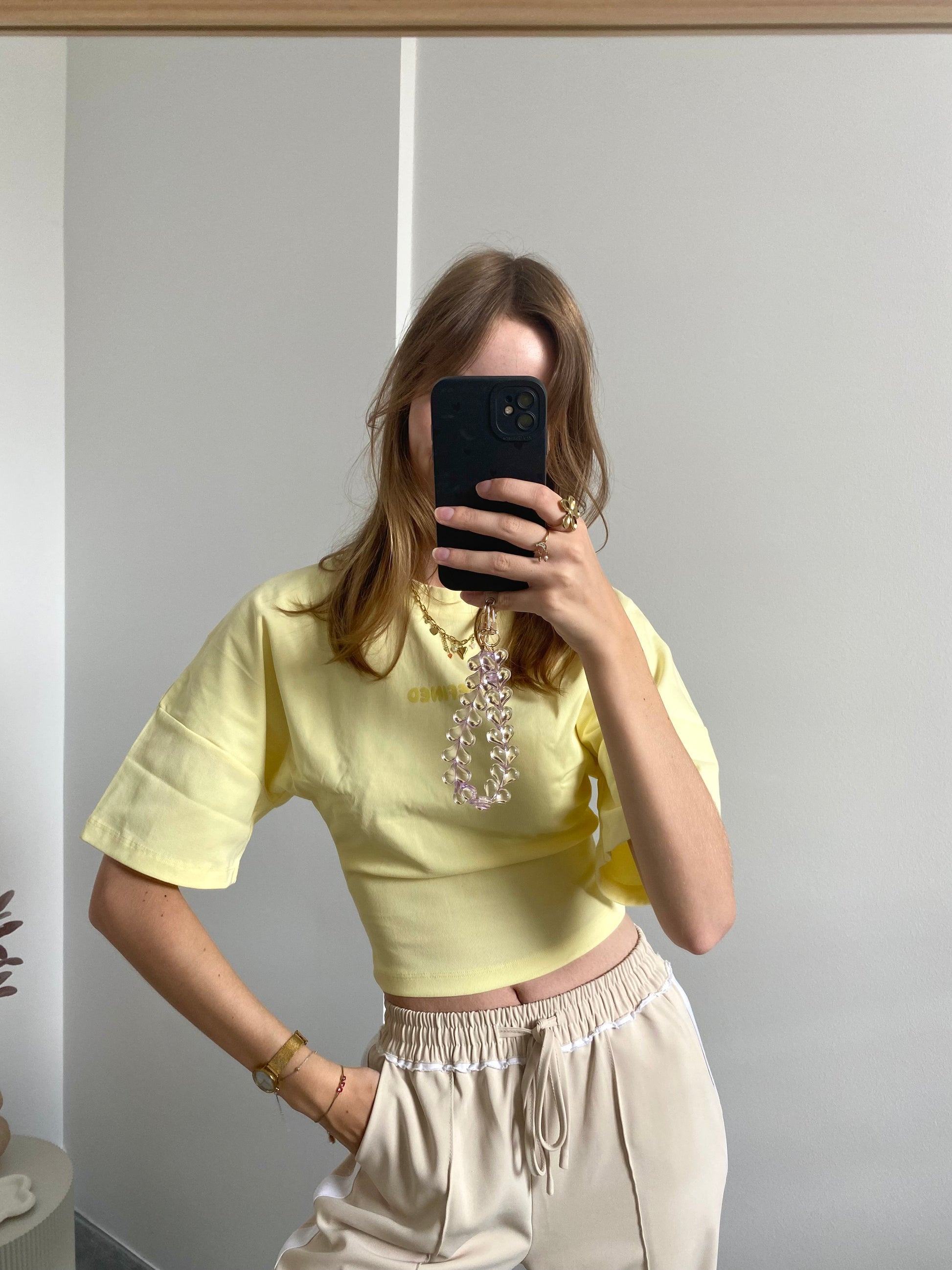 Redefined shirt korte mouw met getailleerd stuk in het geel