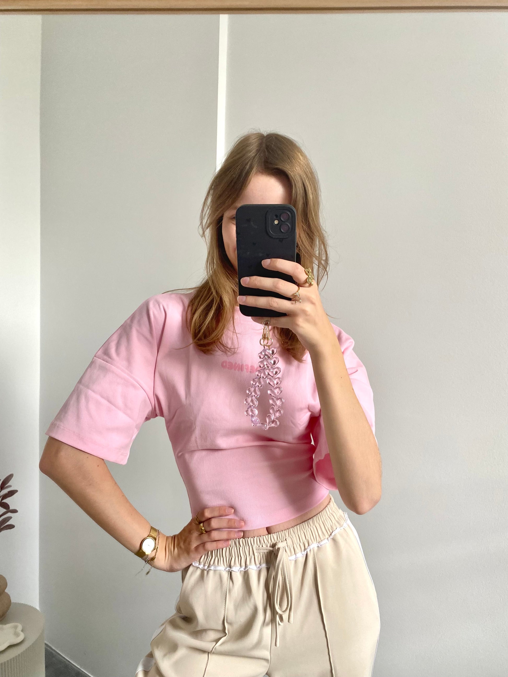 Redefined shirt korte mouw met getailleerd stuk in het roze