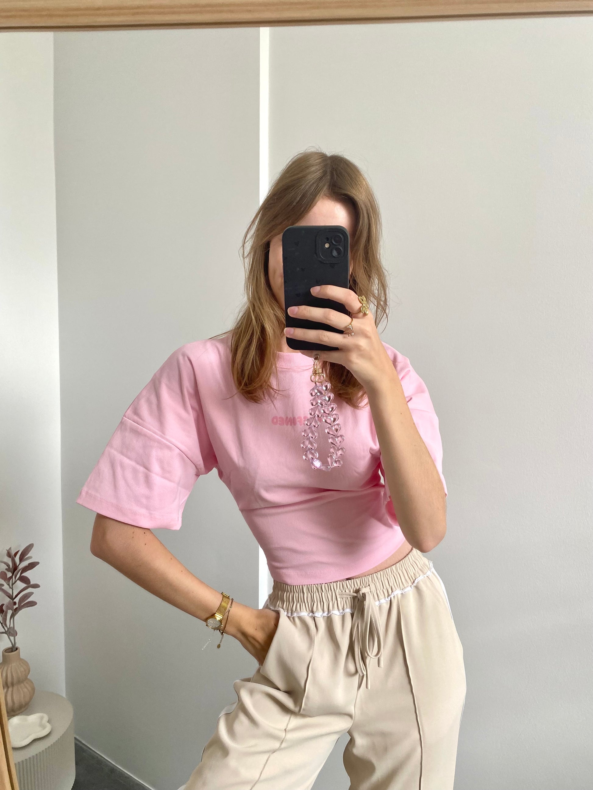 Redefined shirt korte mouw met getailleerd stuk in het roze