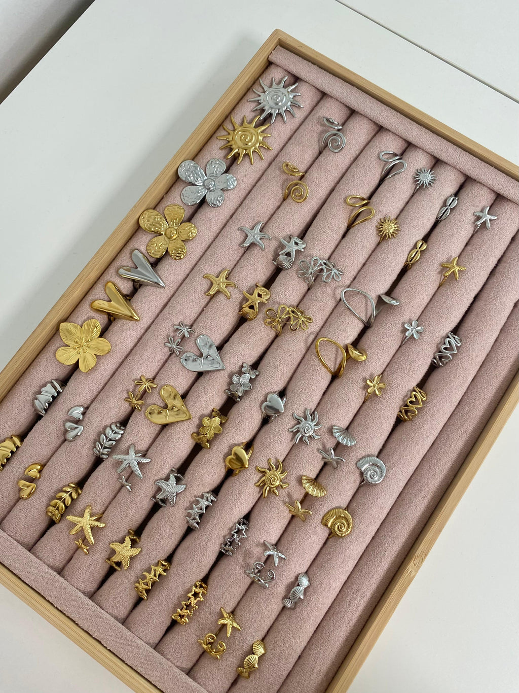 Stainless steel ringen in het goud en zilver met zomerse figuren en hartjes