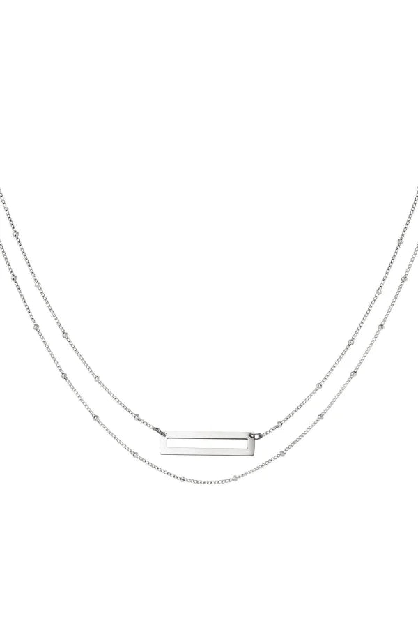 Ketting met dubbele laag in het zilver van stainless steel