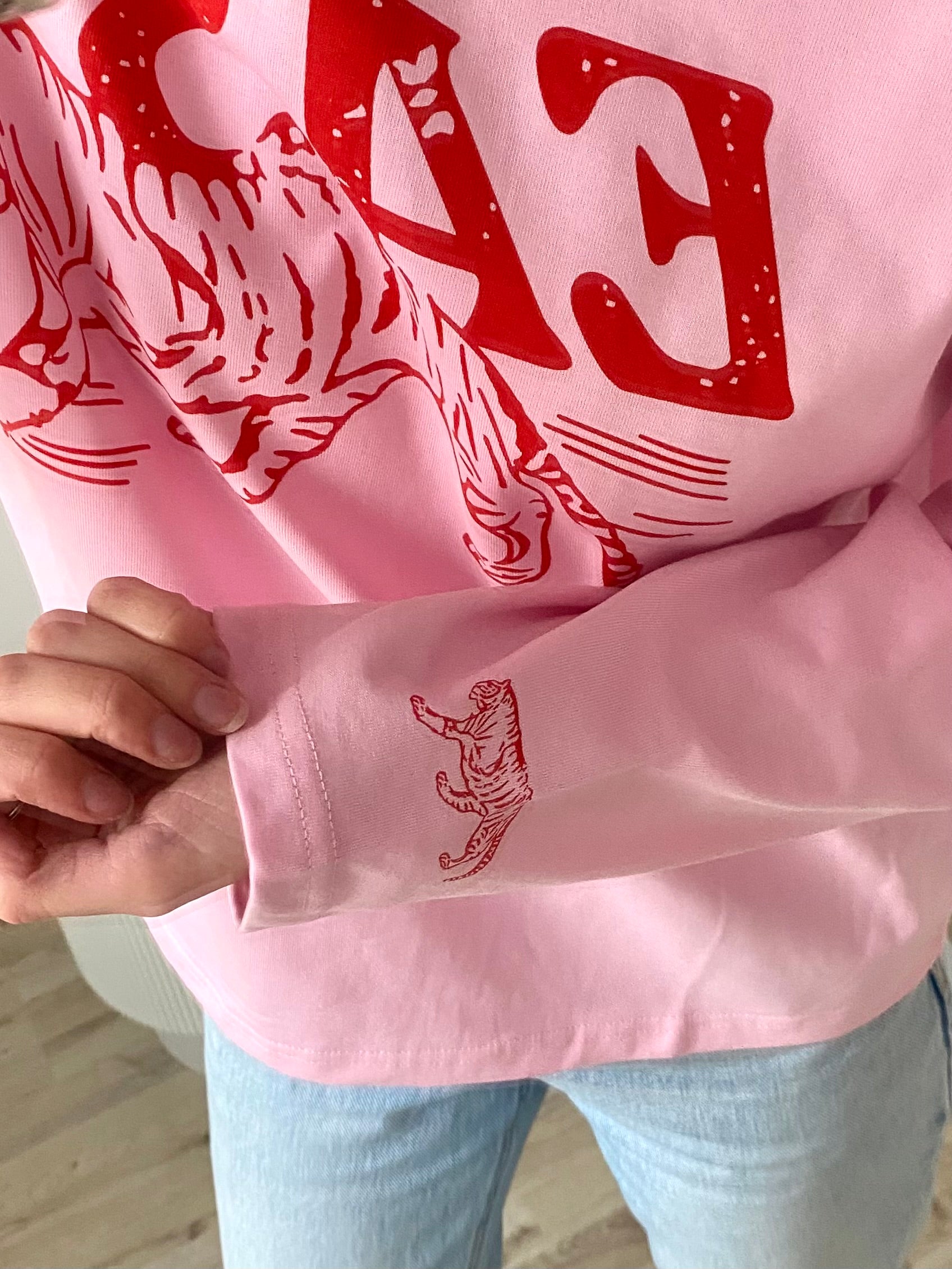 Longsleeve met print in het roze met rood