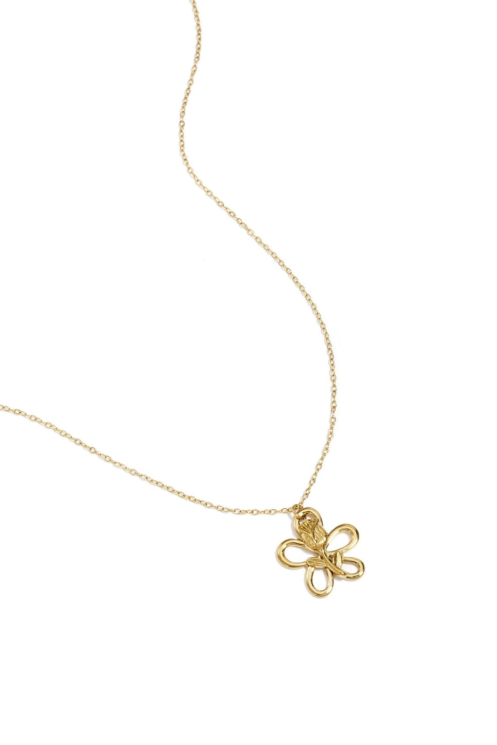 Ketting met hanger van bloem en roos goud