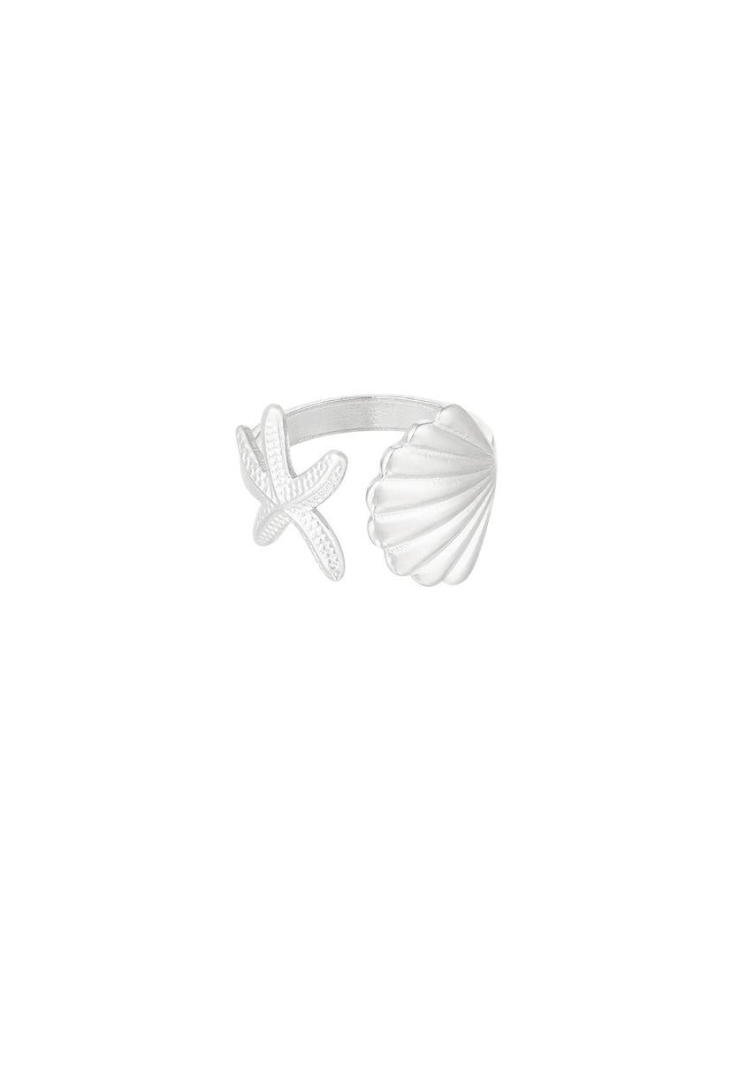 Statement ring schelpen zilver