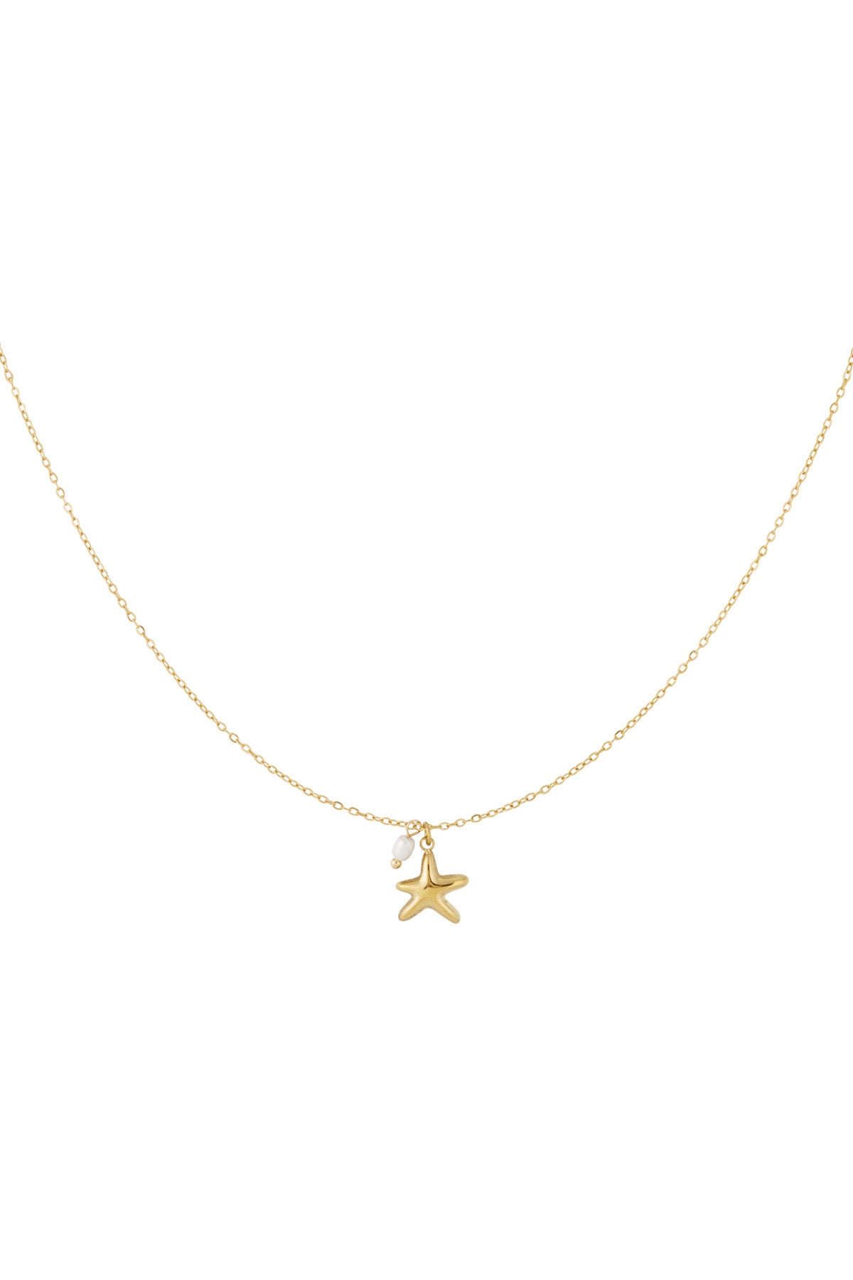 Ketting met hanger van zeester en parel goud