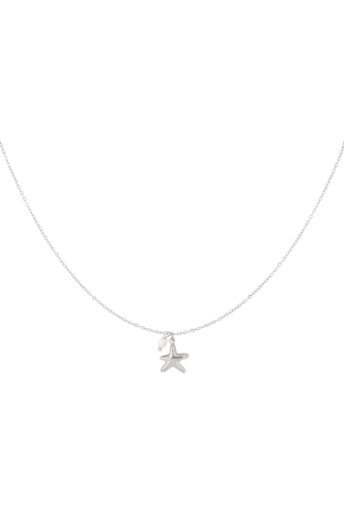Ketting met hanger van zeester en parel zilver