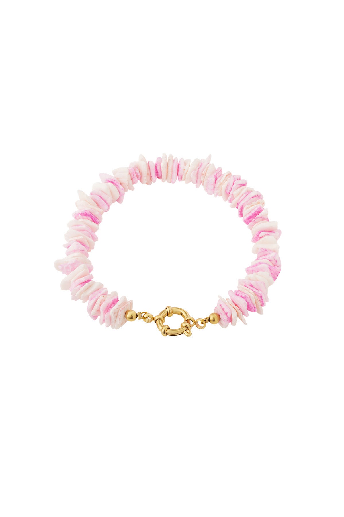 Kralenarmband in het roze met gouden sluiting