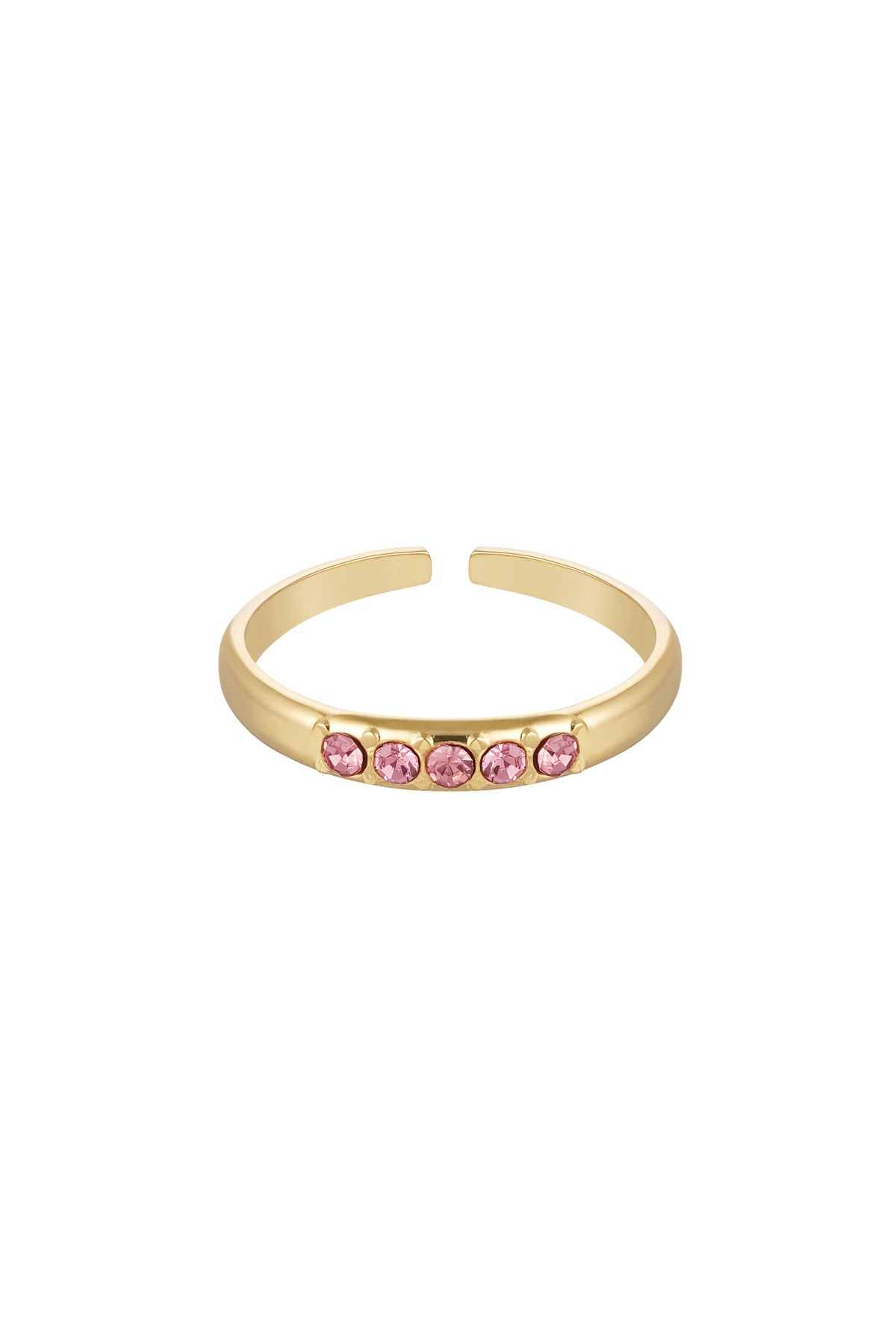 Gouden ring met roze steentjes