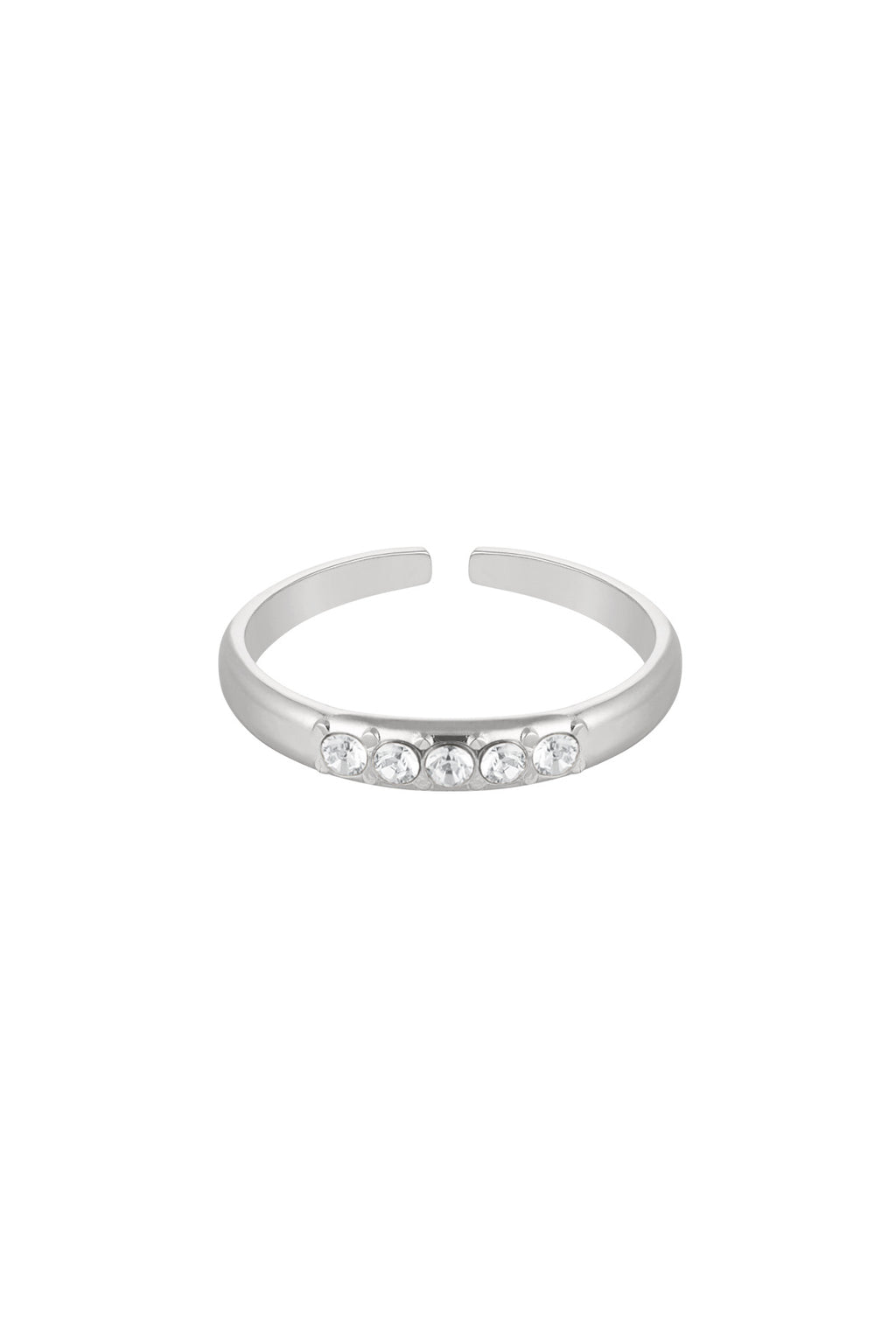 Verstelbare subtiele ring met steentjes zilver