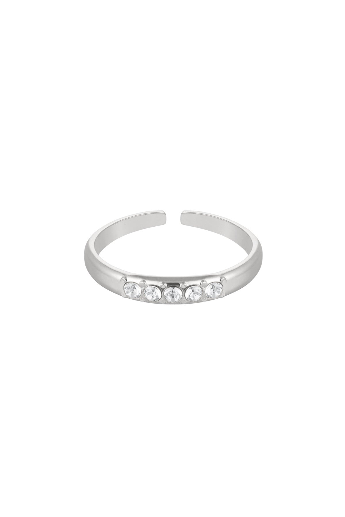 Verstelbare subtiele ring met steentjes zilver