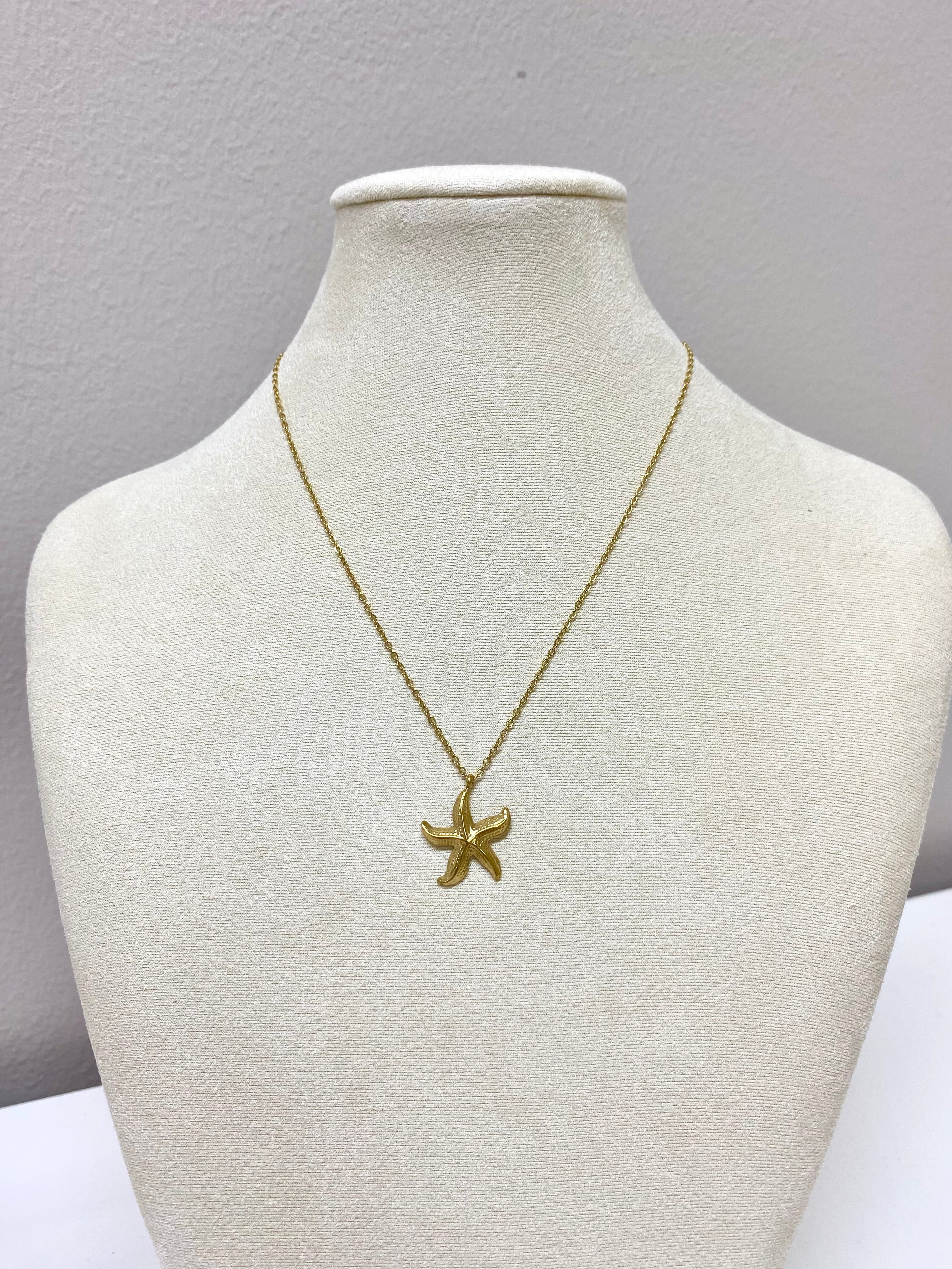 Ketting hanger zeester goudkleurig