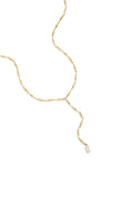 Ketting met fijne schakel en hanger in Y vorm van een diamant in het goud