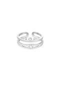 Minimalistische ring zilverkleurig met steentjes verstelbaar