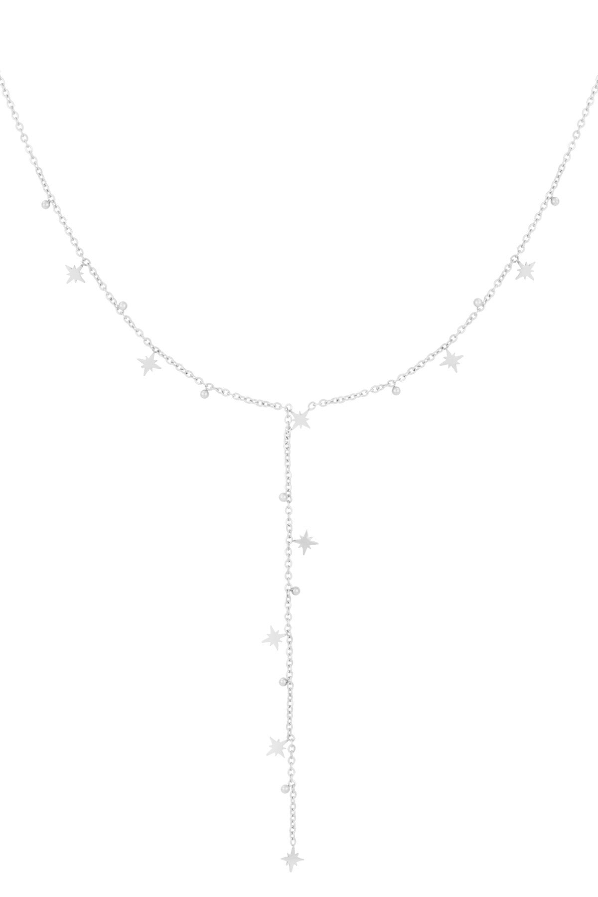 Lange ketting met sterretjes zilver