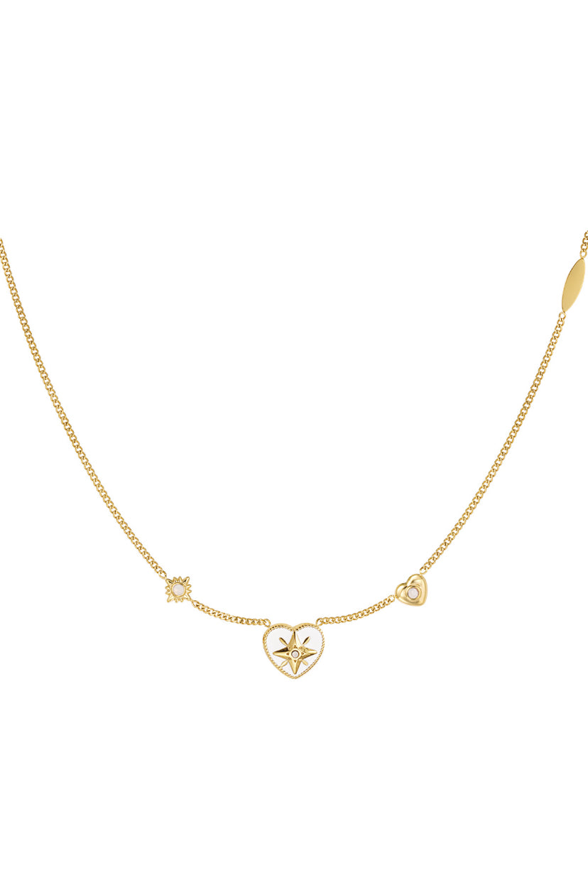 Hart ketting goud wit