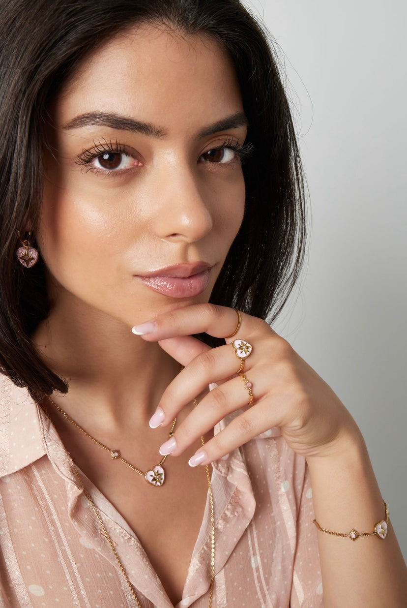 Verstelbare hartjes ring goud/wit waterproof