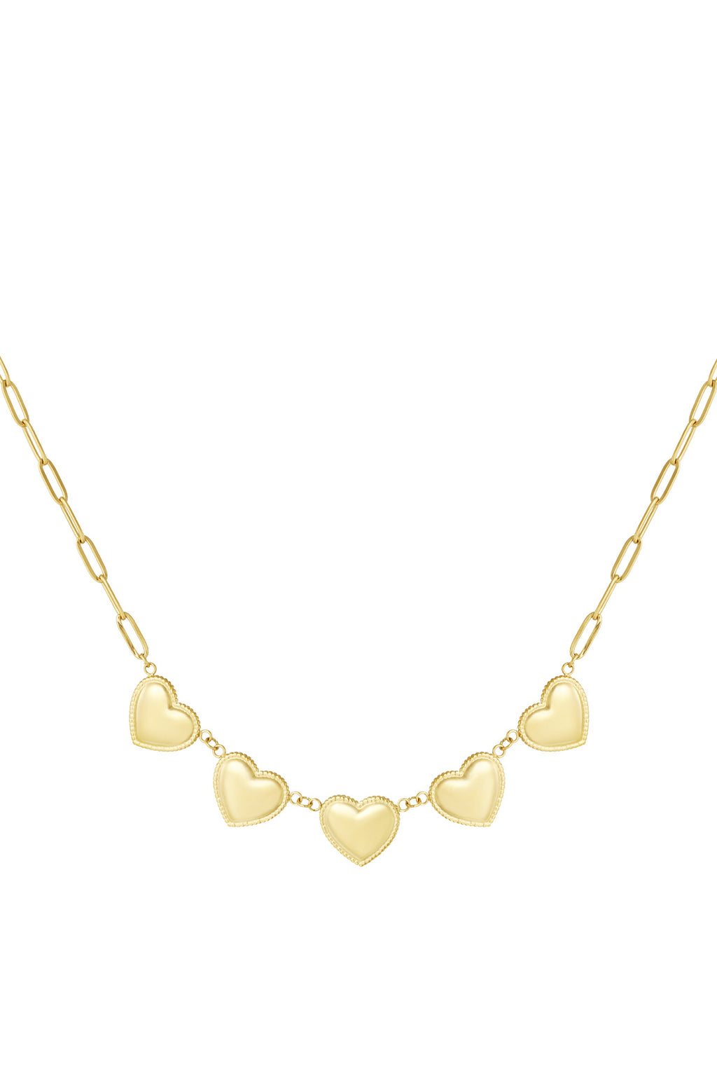 Schakelketting met meerdere hartjes in gouden kleur
