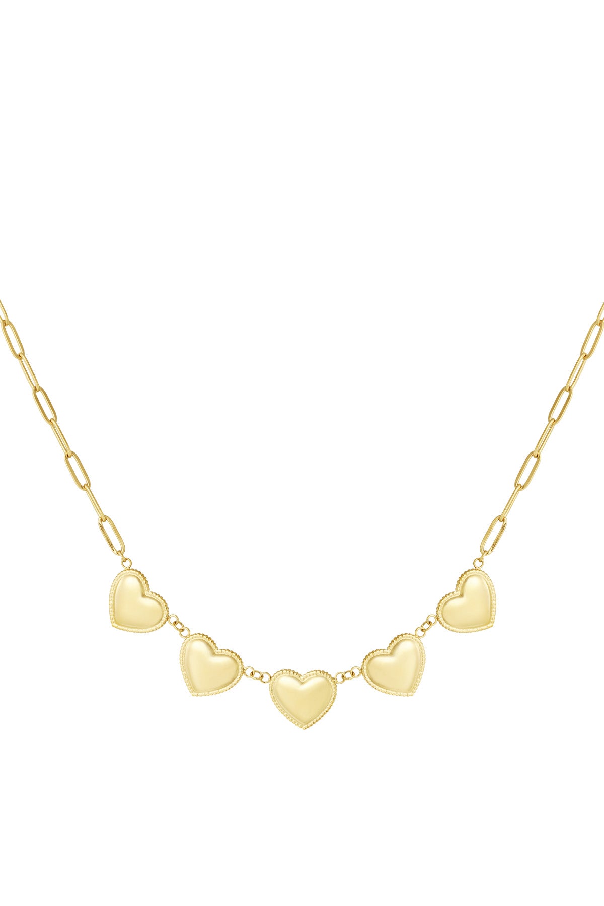 Schakelketting met meerdere hartjes in gouden kleur