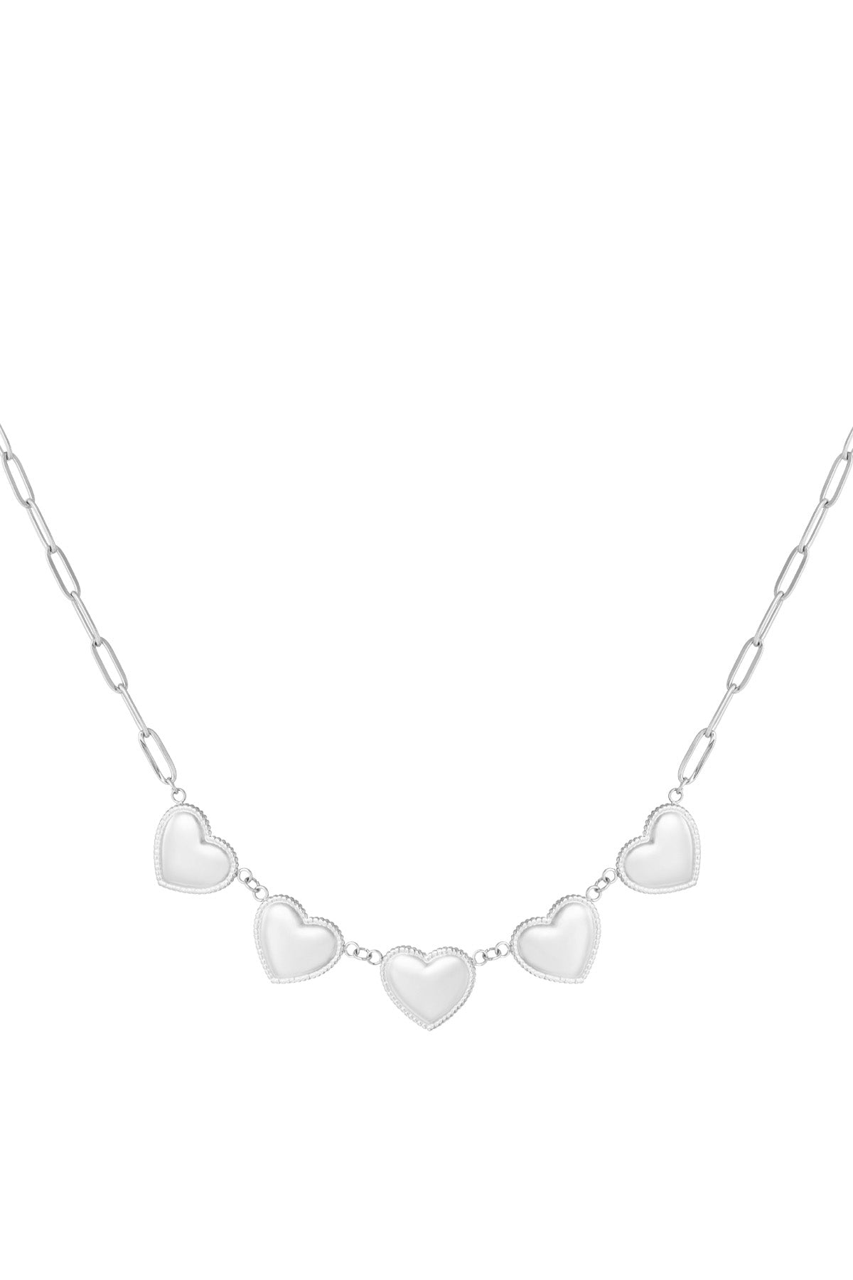 Schakelketting statement meerdere harten in zilver