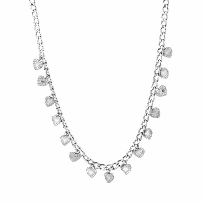 Stainless steel hartjes ketting zilverkleurig