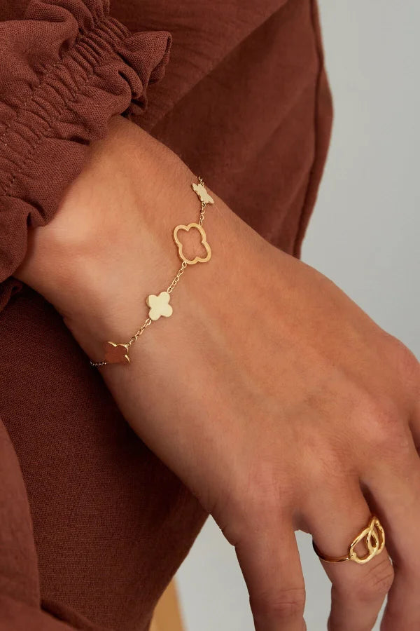 Klaver armband goud met klavers
