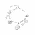 Bedelarmband verschillende trendy bedels zilverkleurig
