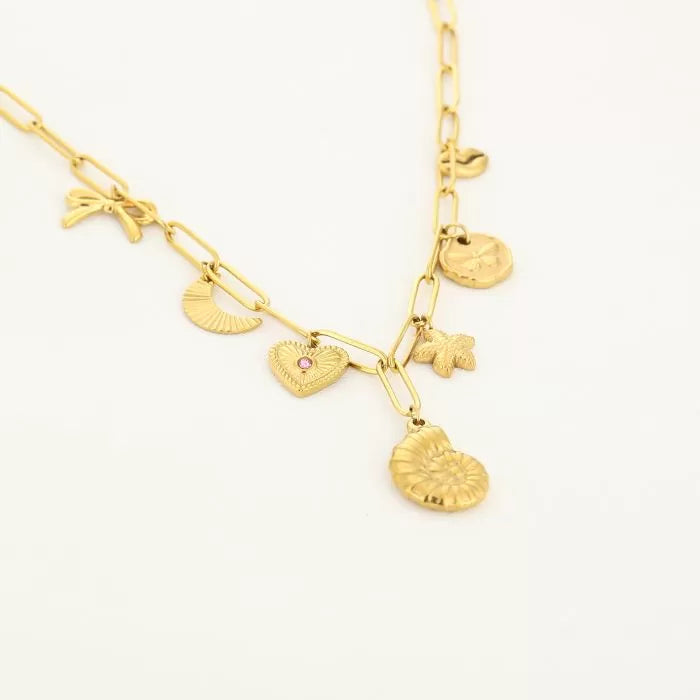 Bedelketting met trendy bedels goud