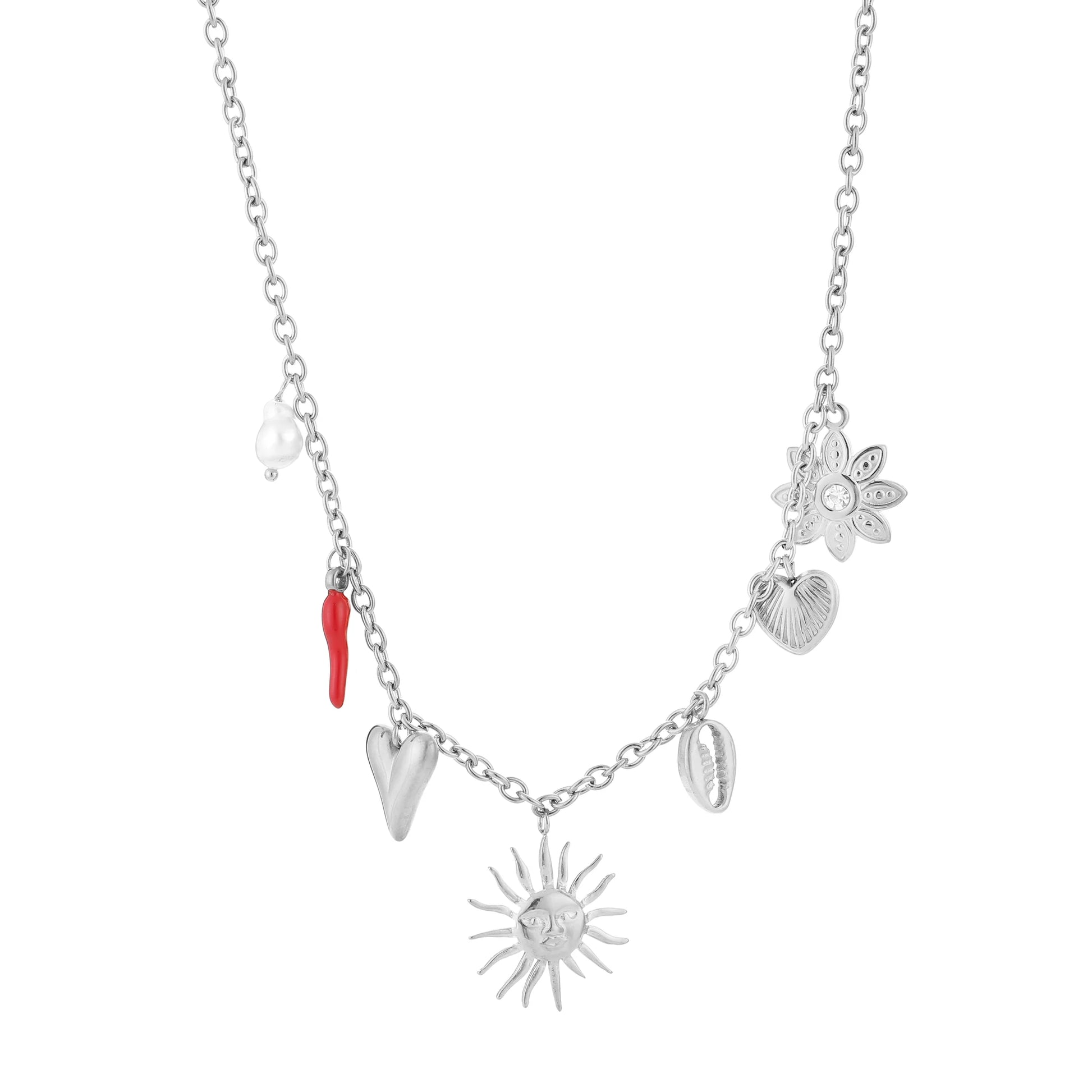 Bedelketting zilver met verschillende hangers