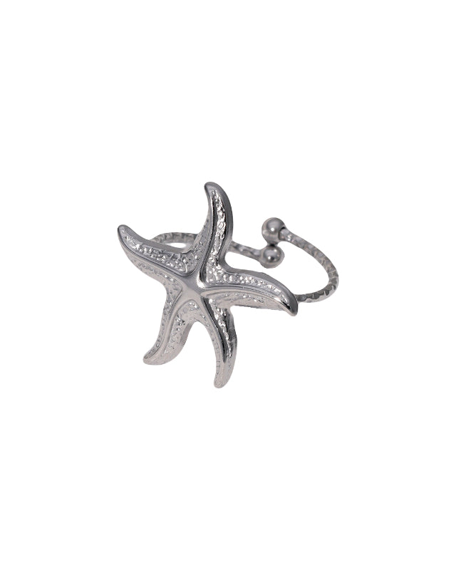 Minimalistische ring met zeester in het zilver