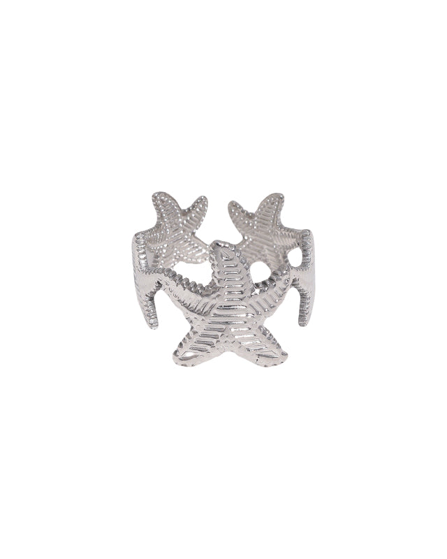 Ring met zeesterren in het zilver