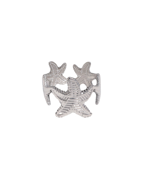 Ring met zeesterren in het zilver