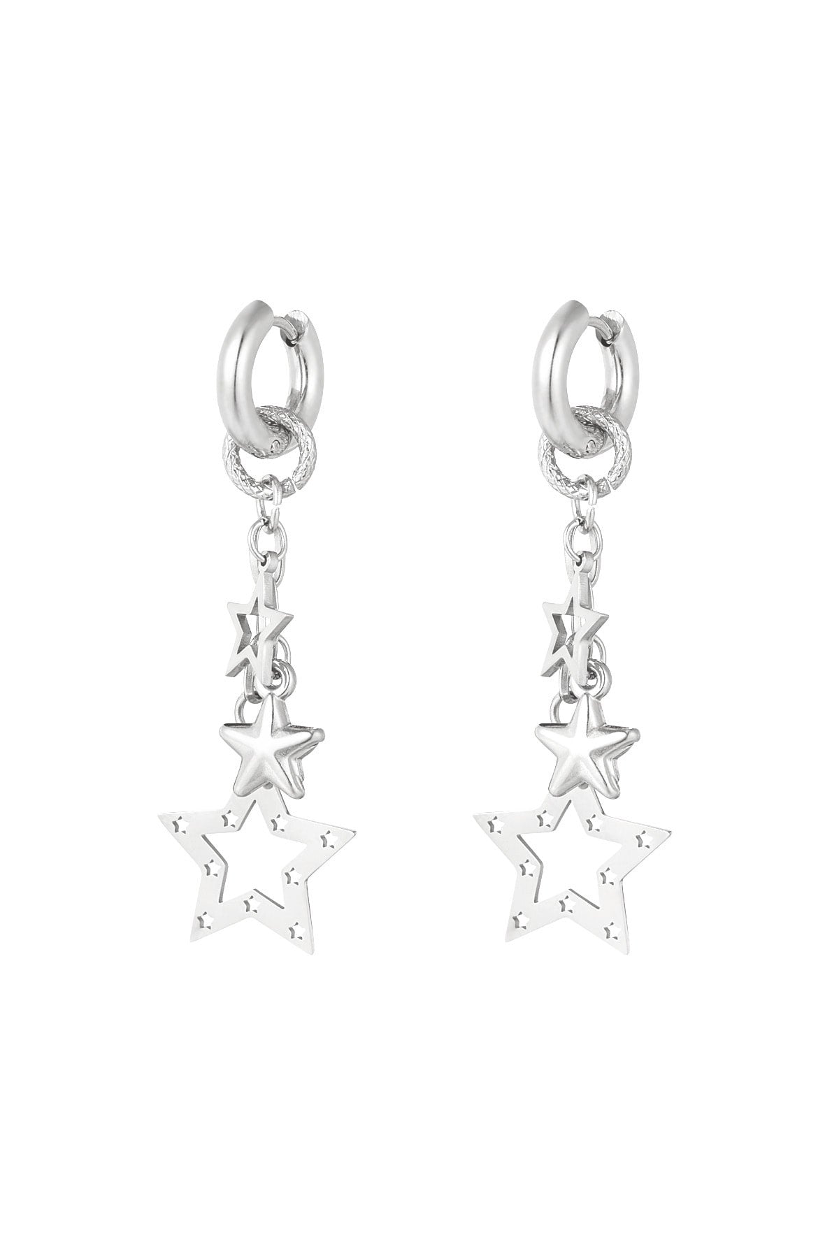 Oorbellen met sterretjes hangers in zilver waterproof